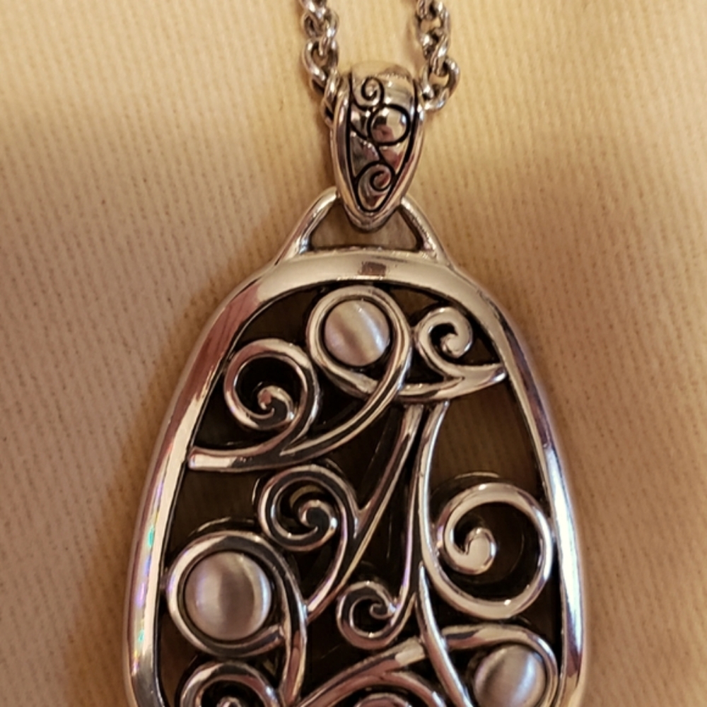 BRIGHTON 2 Tone Heart Pendant Double-sided Necklace